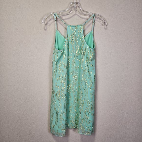 Lilly Pulitzer Dusk Silk Slip Dress Women Mint Gold Metallic Tropical Vacation S - Picture 7 of 16